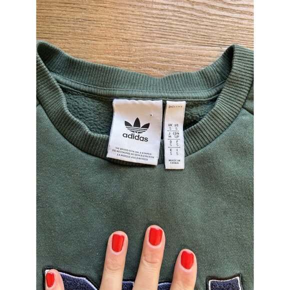 Adidas Felted Spell Out Faded Crewneck Sweatshirt Gray - Picture 5 of 7